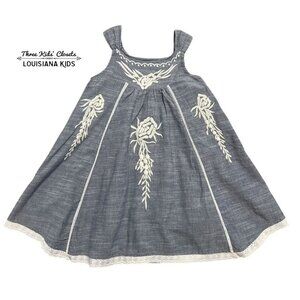 Cutey Couture 2/3Y Embroidered Chambray & Lace Dress